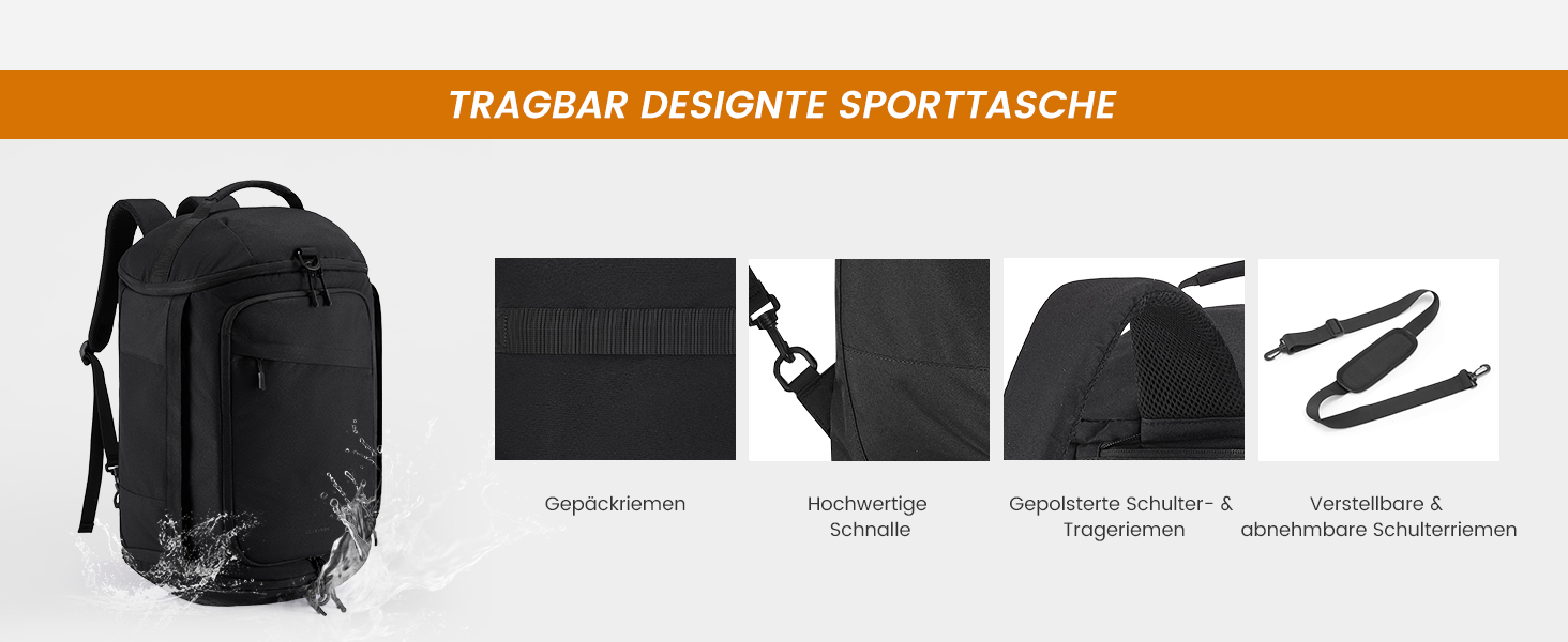 Спортивна сумка LOVEVOOK для жінок та чоловіків, велика сумка для залу, дорожня сумка з відділенням для взуття, водонепроникна сумка для тренувань, плавання, Travel Duffle Bag з рюкзаком, 45L (51*28*32 см), Бежевий