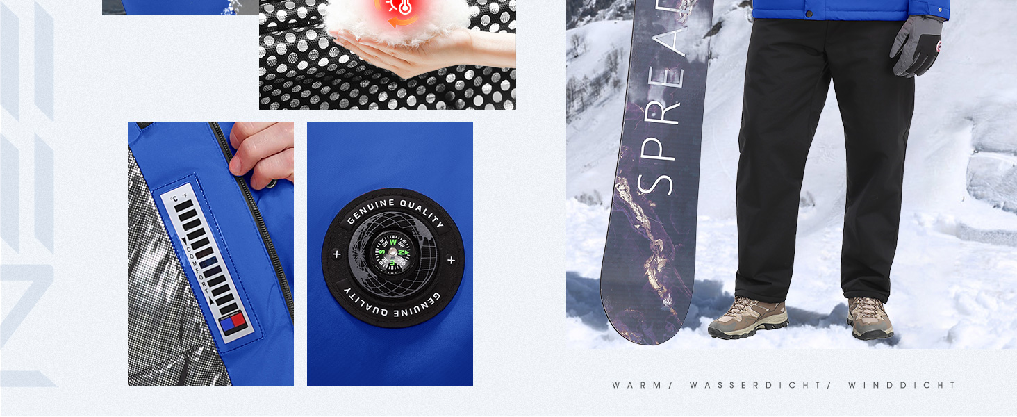 Водонепроникна зимова куртка Voqeen для чоловіків, тепла сноуборд куртка з капюшоном, вітрозахисна Outdoor куртка з термо функцією, Softshell Windbreaker для туризму, червона, XL