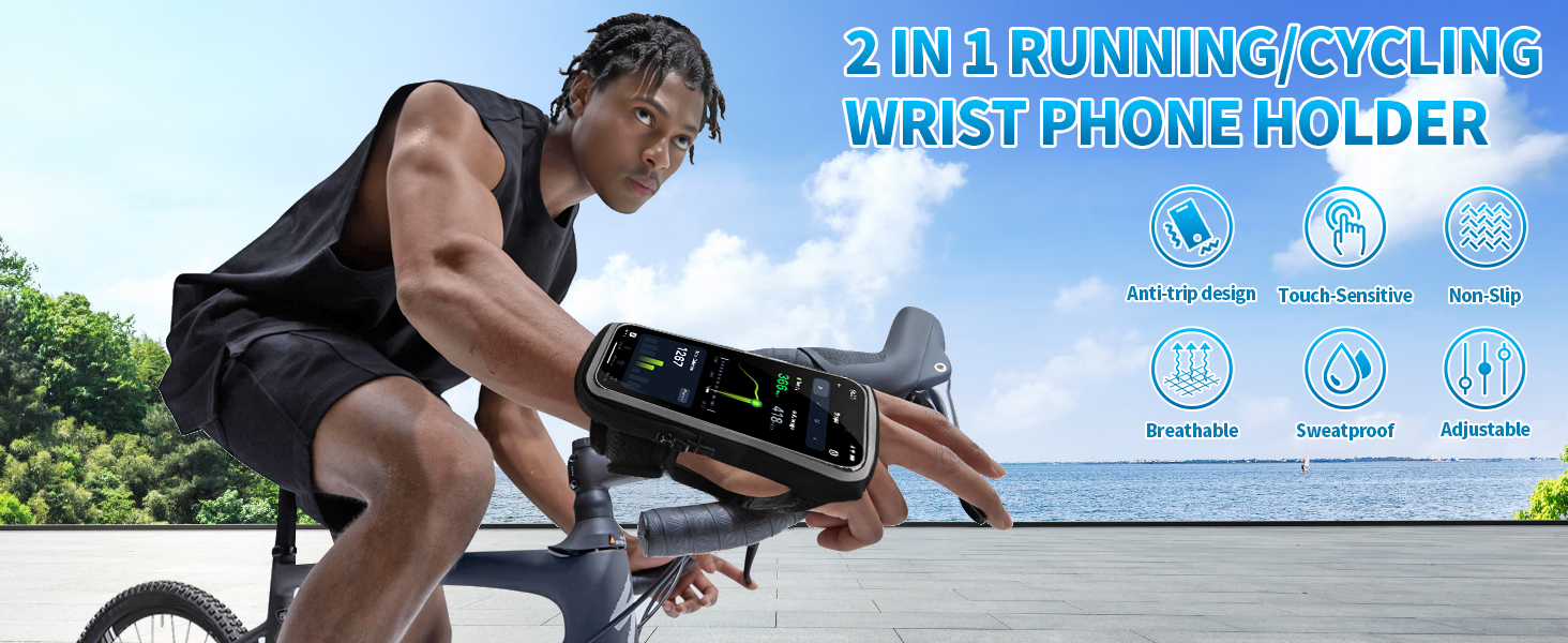 Спортивний браслет для телефону Guzack 2-в-1: фіксатор для бігу та тренувань, універсальний, для iPhone/Samsung