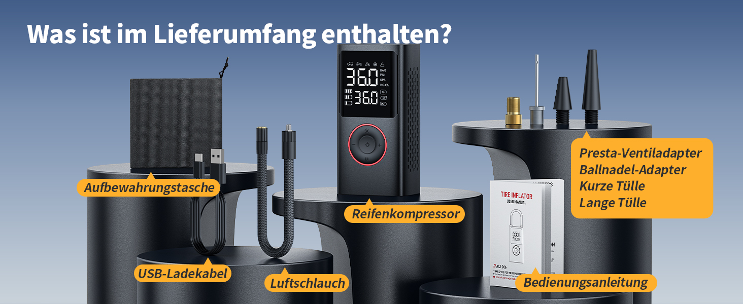 Бездротова електрична повітряна помпа Powools 150PSI з LED-ліхтариком та автостопом, акумуляторна помпа для велосипеда, електровелосипеда, авто, мотоцикла, м'ячів, чорна