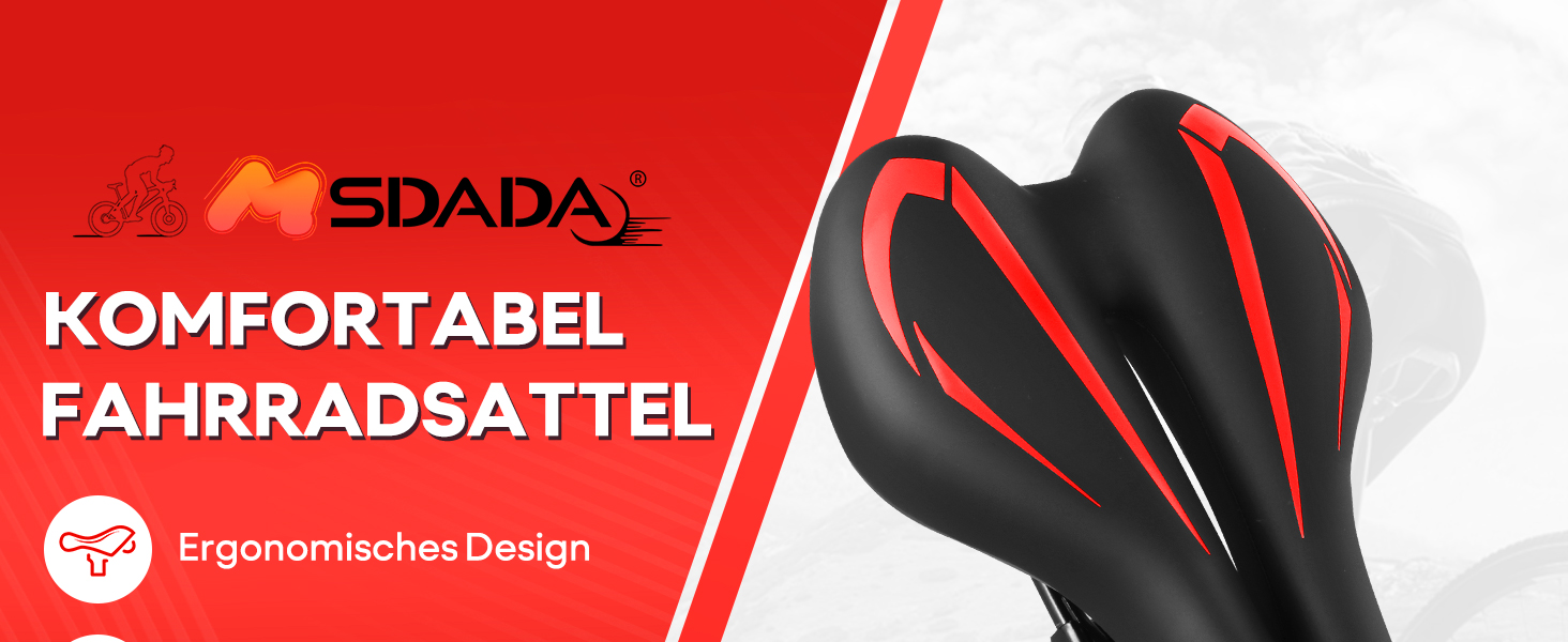 Гелевий велосипедний сідло MSDADA для жінок та чоловіків, водонепроникний, червоний