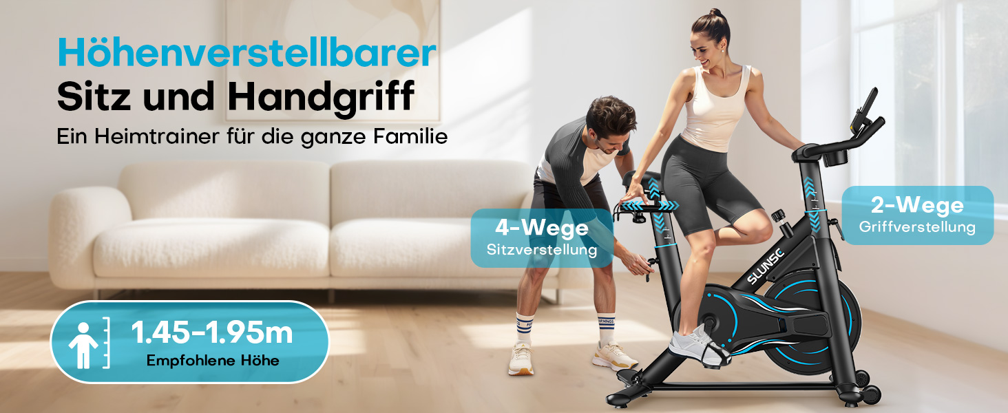 Hometrainer Neu SLUNSE 2025: велотренажер з магнітним опором, LCD-дисплеєм, підтримкою додатків та вагою до 180 кг (зелений/синій)