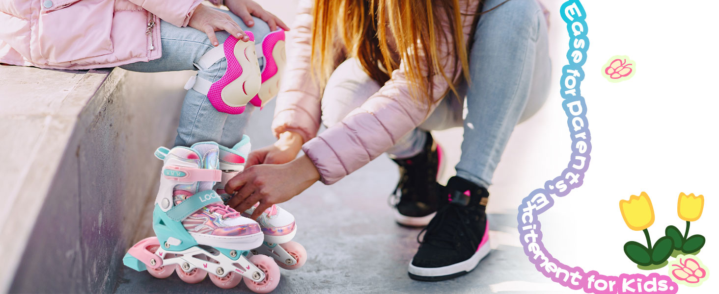 Дитячі ролики Inliner Kinder з регулюванням розміру 26-29, 29-34, 30-35. Ролики для дівчаток з колесами 82A PU, дизайн