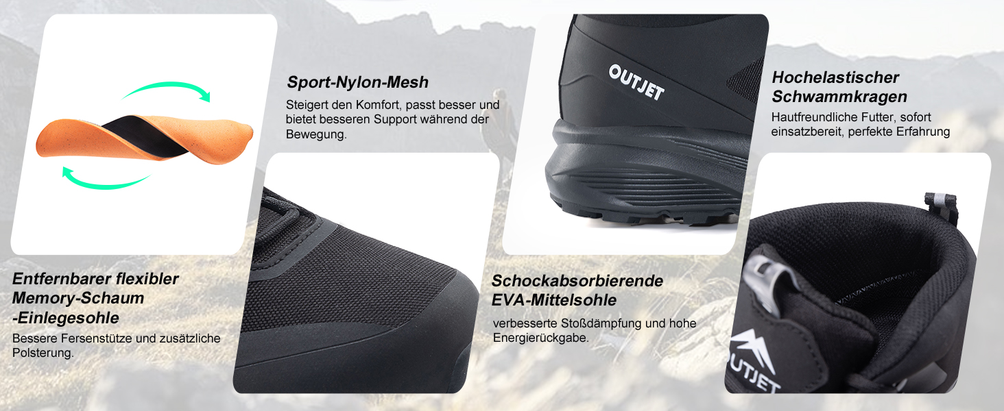 Черевики для хайкінгу OUTJET, чоловічі, водонепроникні, легкі, чорні, 42 EU