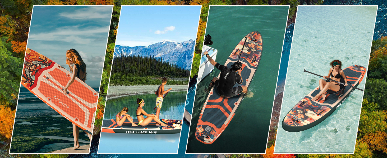 Надувний SUP-борд 15 см, з рюкзаком та аксесуарами, зелений - Дошка для Stand Up Paddling