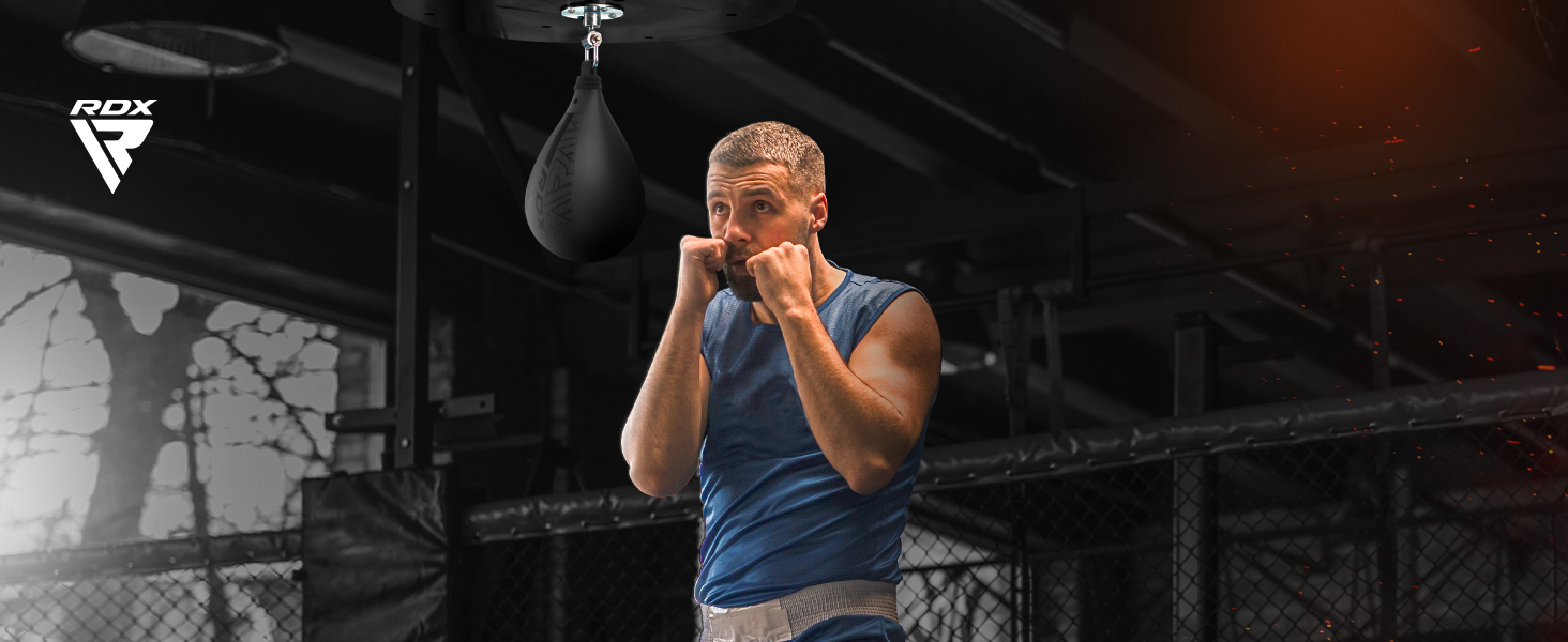 Набір для боксу RDX Boxbirne Maya Hide Leder: боксерська груша, Speedbag з кріпленням, червоний. Тренувальне обладнання для фітнесу та залу.