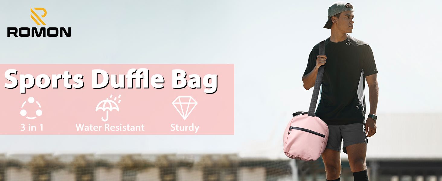 Спортивна сумка Romon для подорожей та тренувань з відділенням для взуття та мокрих речей (39 x 23 x 22 см, Рожева)
