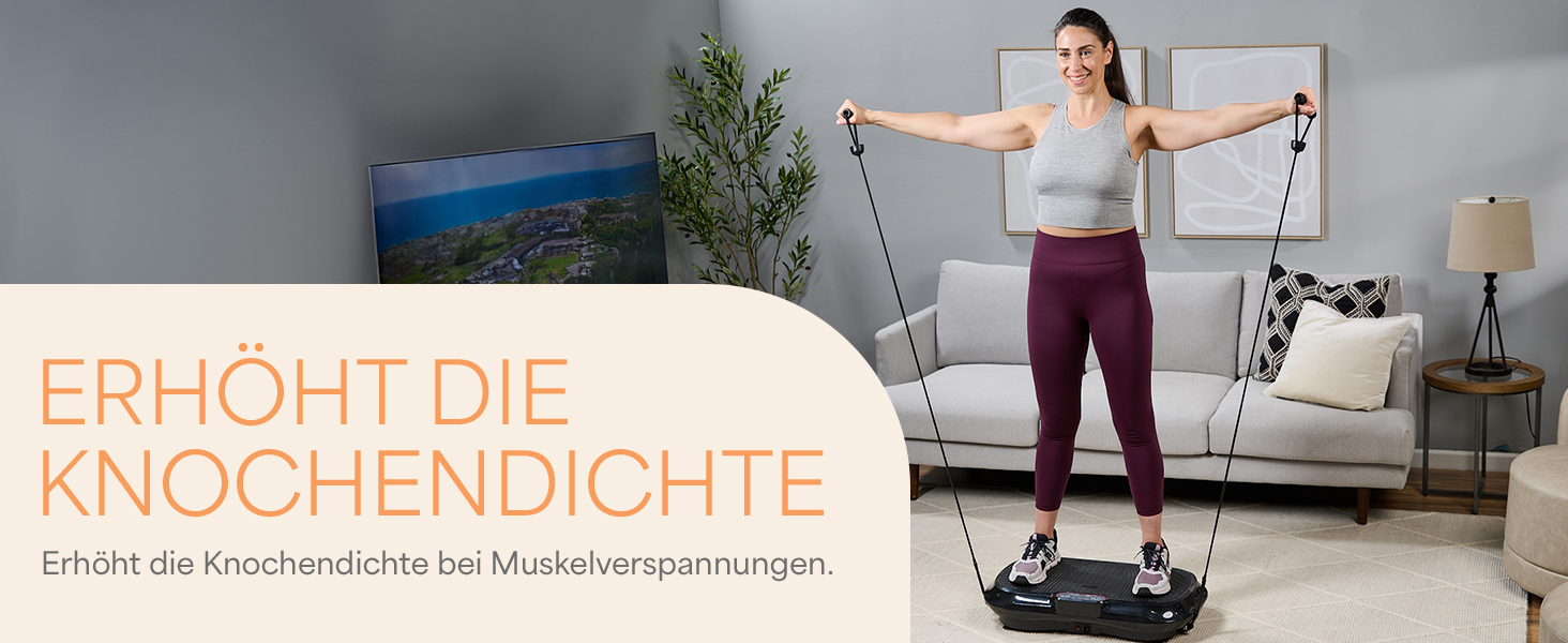 LifePro Вібраційна платформа для тренувань – комплексні тренування всього тіла, фітнес-платформа з еластичними стрічками, обладнання для домашніх тренувань для схуднення та підтяжки, колір: чорний