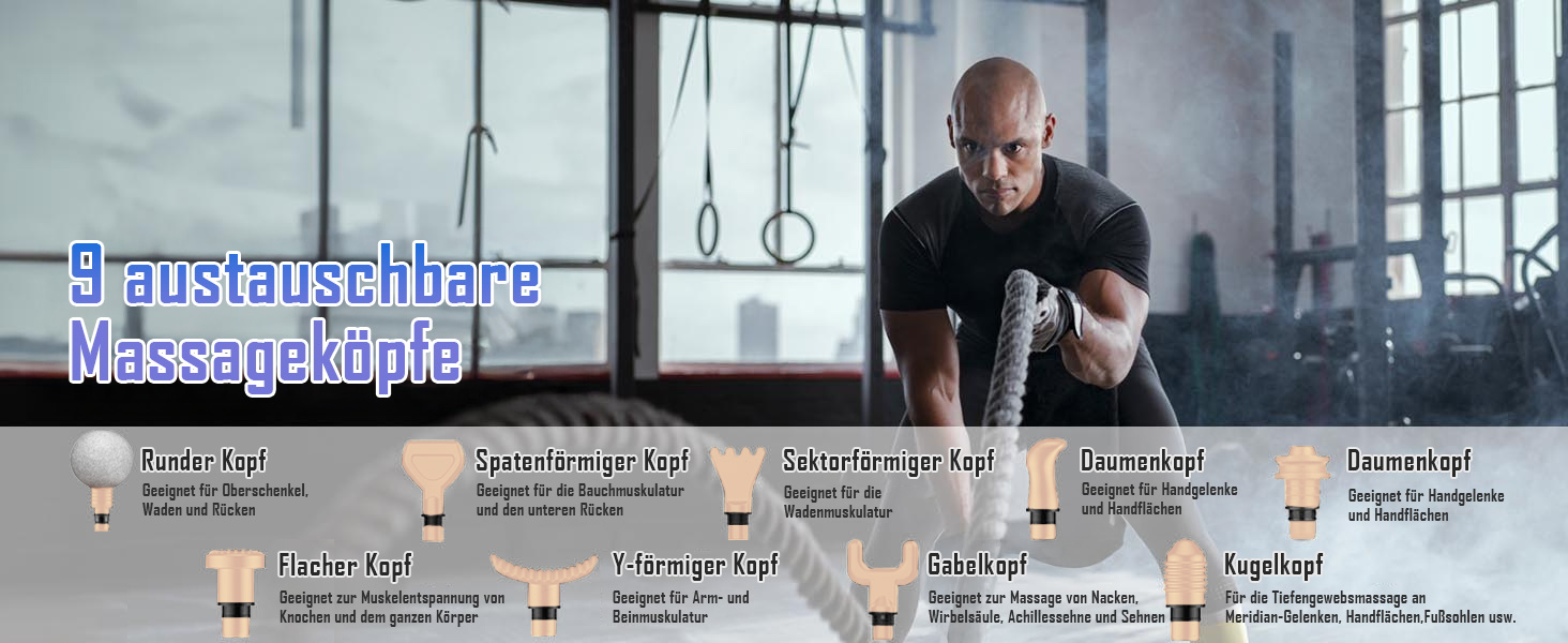 Масажер для м'язів з підігрівом, електричний масажний пістолет з LED-екраном, 20 швидкостей, 10 насадок, сумка, тихий (рожевий)