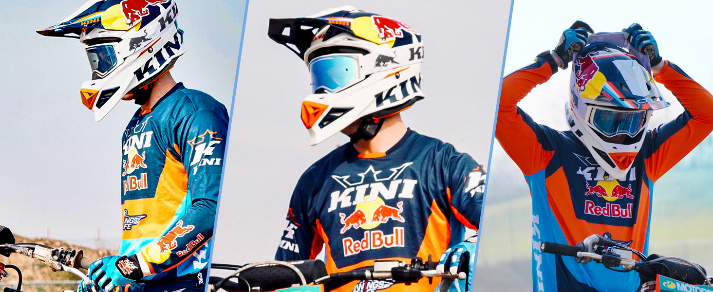 Чоловічий мотокросовий шолом Kini Red Bull, преміум, сертифікований для перегонів, крос, ендуро, даунхіл, підходить для окулярів