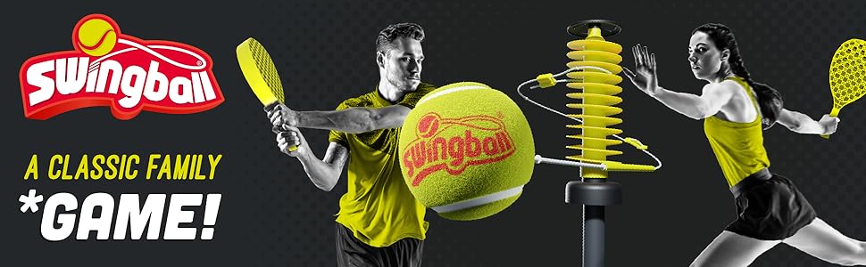 Swingball PRO-Set: ігровий набір для всіх поверхонь, від 6 років, справжній тенісний м'яч та 2 ракетки, регульована висота до 1,8 м