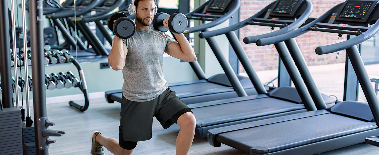 Шорти чоловічі Niksa 2er Pack 2-в-1: спортивні, швидковисихаючі, дихаючі, з кишенею для телефону (XL, сірий)