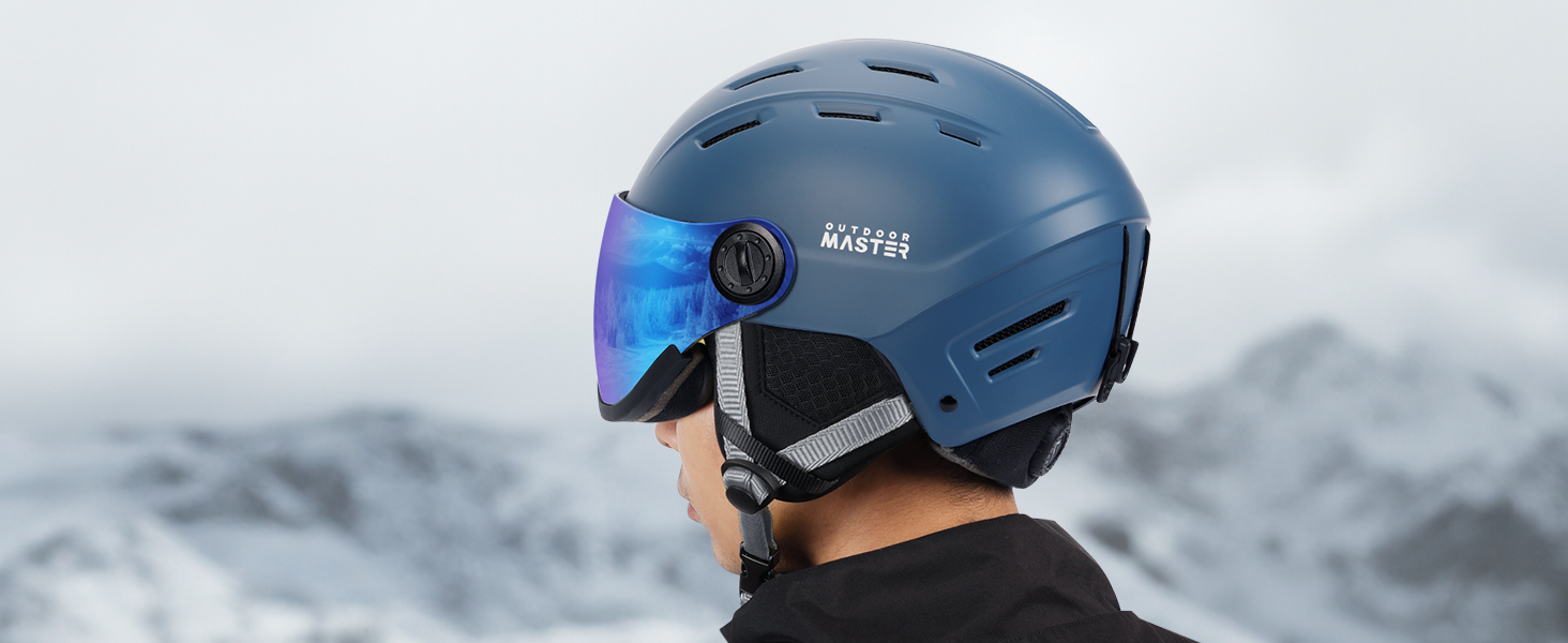 Шолом для сноубордингу та лиж OutdoorMaster з маскою, захисний EPS-піна, 14 вентиляційних отворів, сірий матовий, M