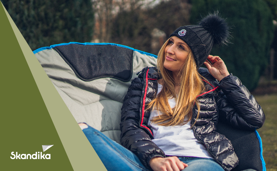 Крісло-місяць Skandika Moonchair XXL: великий розкладний кемпінговий стілець з підкладкою, сумкою для перенесення та антиковзаючими ніжками, до 150 кг, сіро-зелений