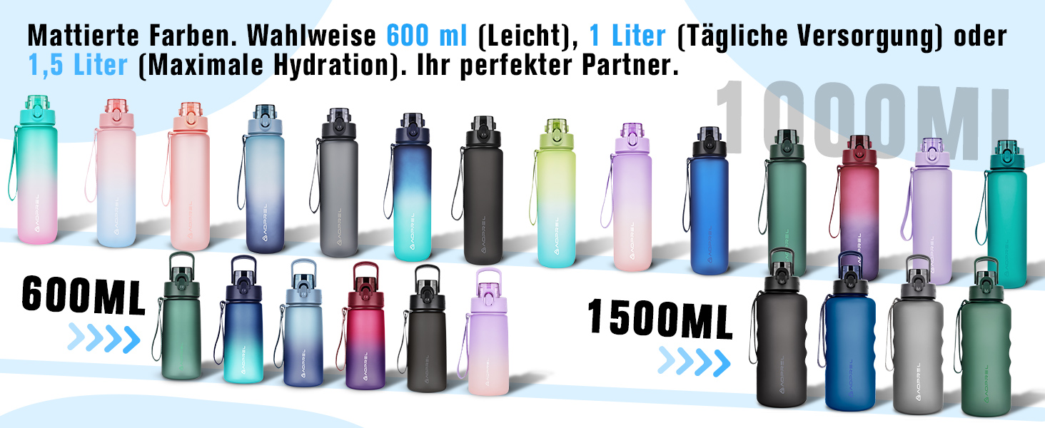 Спортивна пляшка для води AOPREL 1Л з фільтром, Tritan BPA-free, герметична пляшка для фітнесу, походів та офісу, зелена