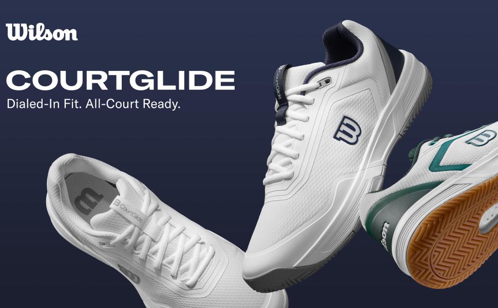 Тенісні кросівки Wilson Courtglide для чоловіків (42 EU, широка колодка, білі)