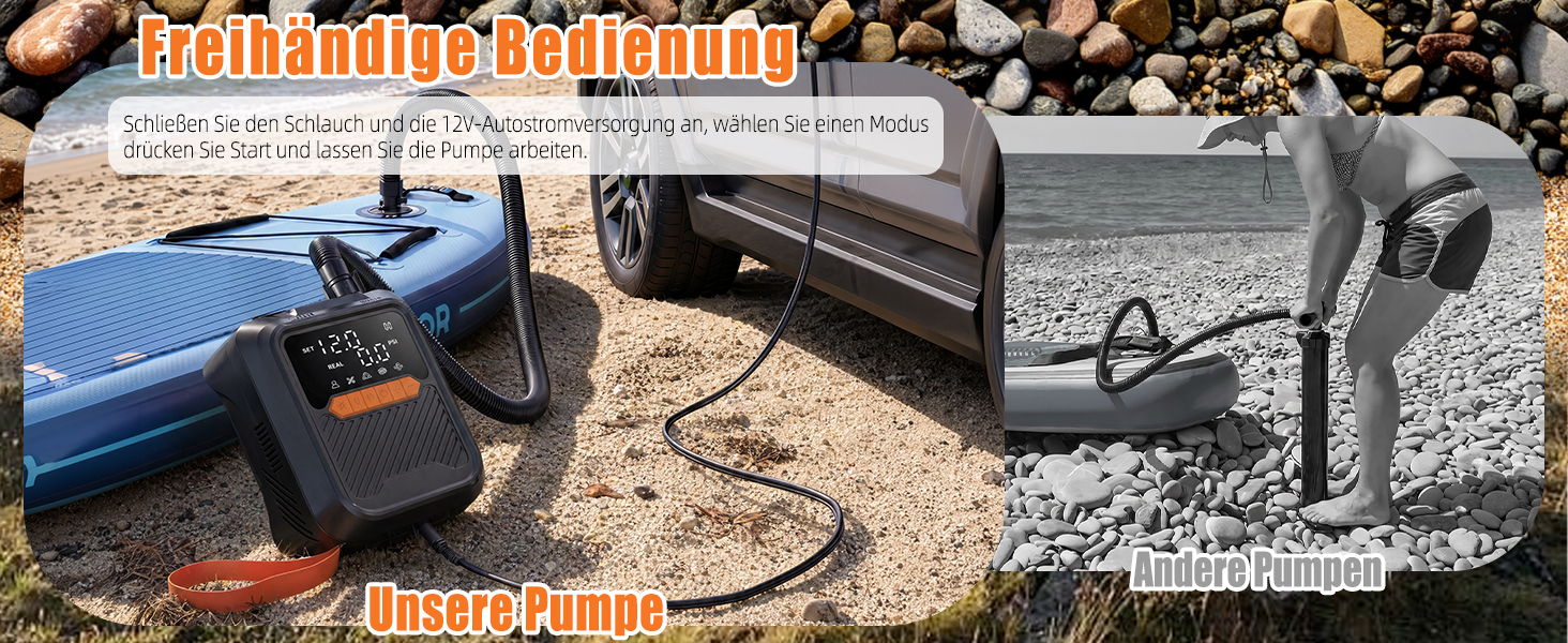 Електричний насос для SUP дошки 20 PSI з адаптером 12V для авто, каяка, човна, надувного басейну та намету