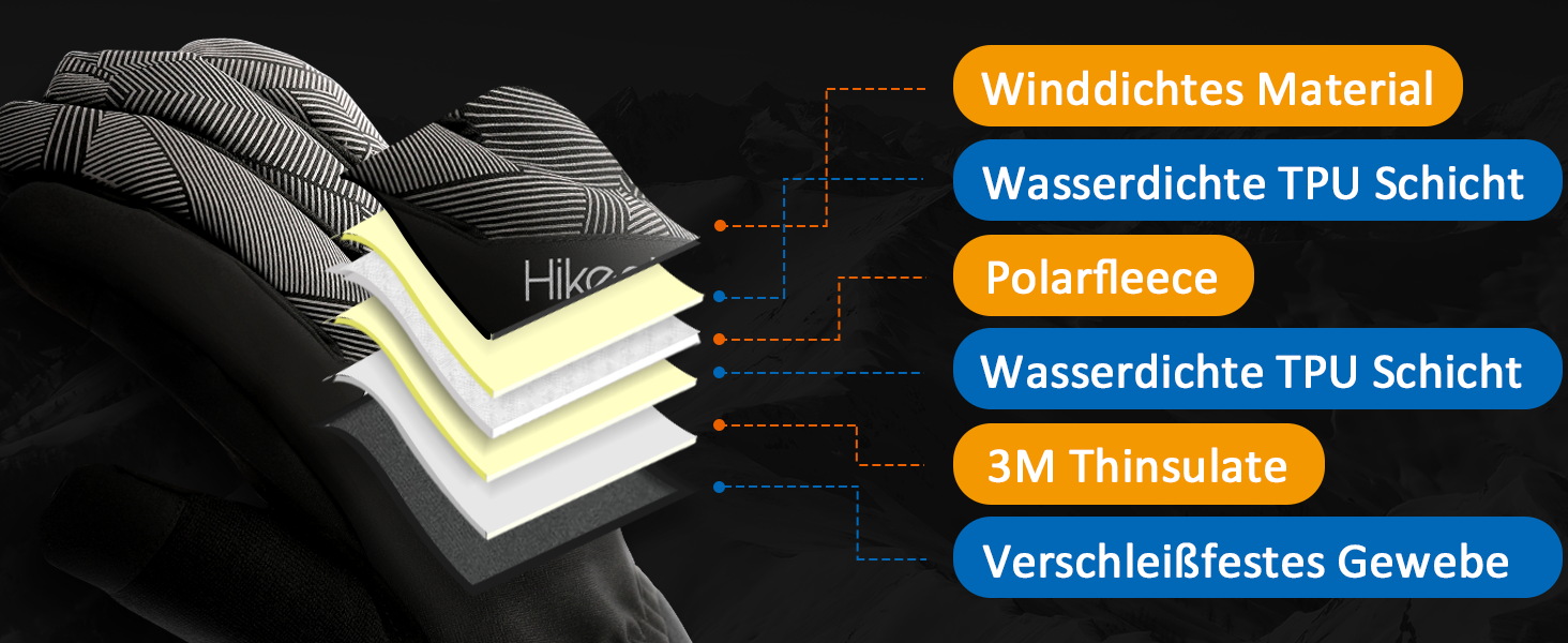 Зимові рукавички HIKENTURE: водонепроникні, для їзди на велосипеді, катання на лижах, чоловічі/жіночі, термо, чорно-сірий, розмір L