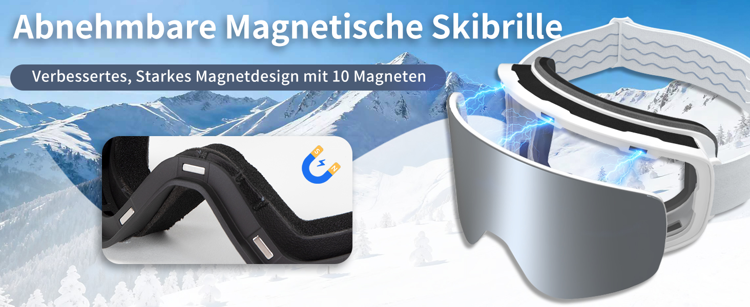 Скі-маска VCOROS з змінним склом, унісекс, захист від УФ, проти запотівання, срібно-білий колір + лінза (VLT13%)
