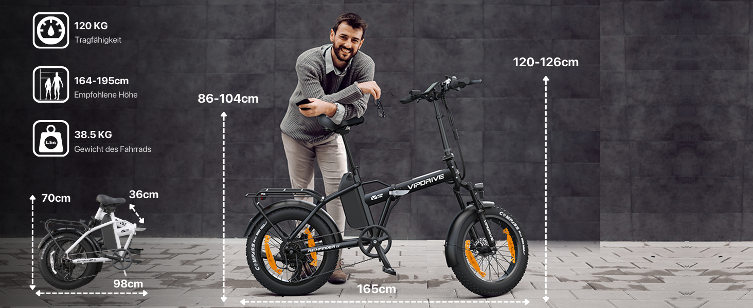 Велосипед складаний Vipdrive E-Bike 20', 48V13Ah, 7-швидкісний, LCD, білий