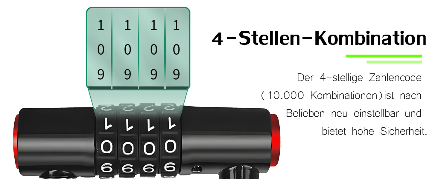 Замок для велосипеда комбінований (4 цифри) - сталевий U-Lock, захист від крадіжки, вологостійкий, з чохлом. Підходить для електровелосипедів, гірських велосипедів, міських велосипедів