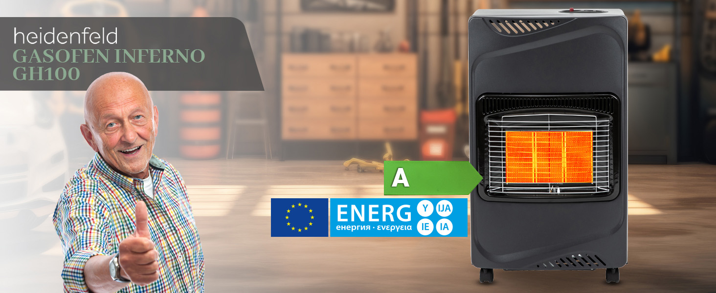 Газовий нагрівач Heidenfeld Inferno GH100 - 4200 Вт - для приміщень - газовий нагрівач, газовий опалювач, газовий котел