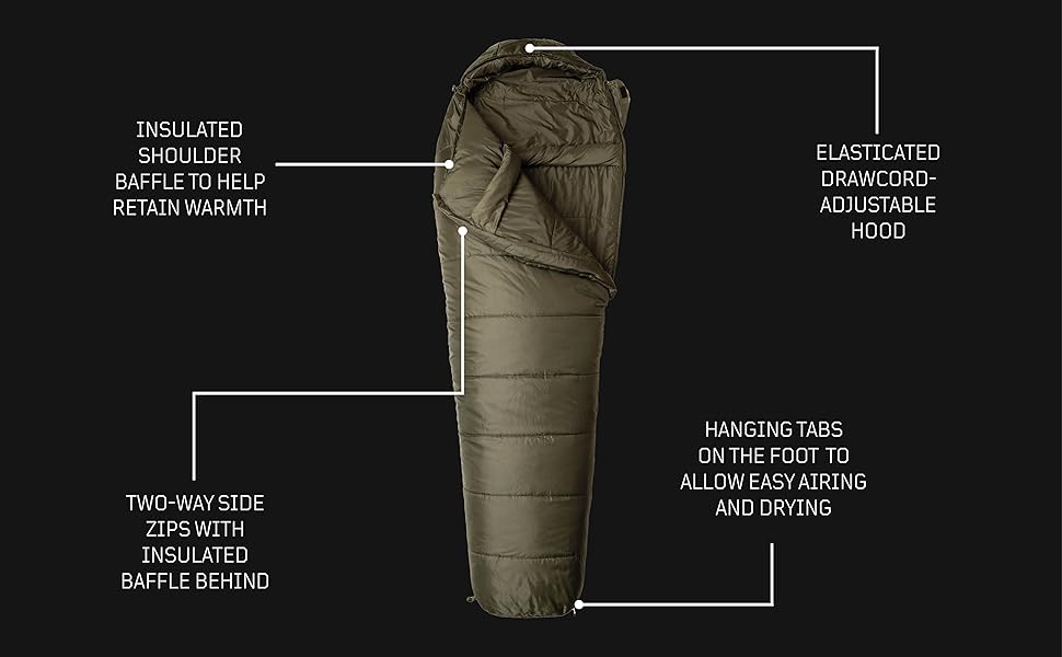 Спальний мішок Snugpak Sleeper Lite WGTE - чорний, ліва блискавка, для кемпінгу та холодної погоди