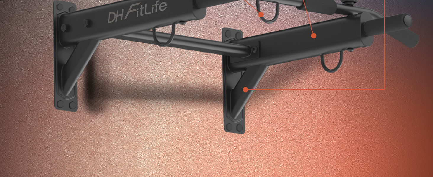 DH FitLife Klimmzugна турнік 4-в-1 для дому: турнік, бруси, петлі для боксу та тренажера | До 200 кг | 6 ручок | Стабільний та безпечний