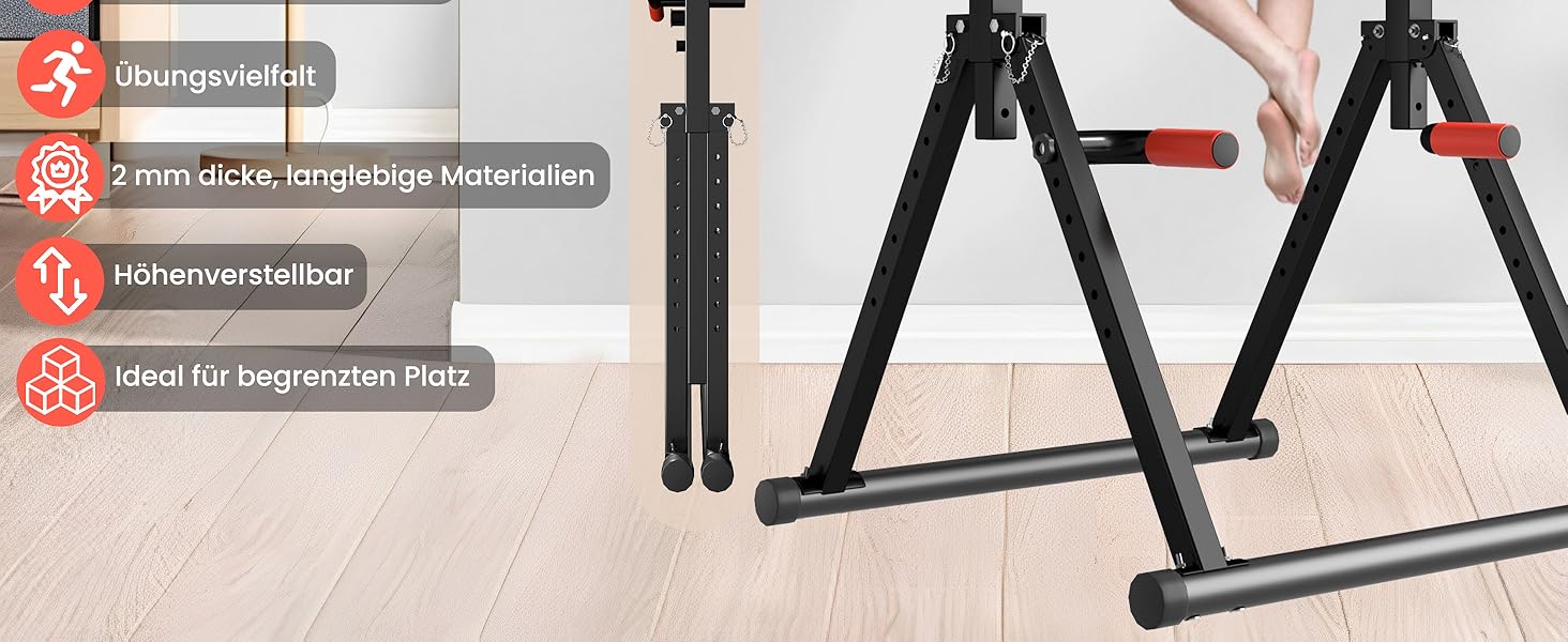 Стійка для віджимань та підтягувань DOBESTS Faltbar Power Tower - багатофункціональний тренажер для дому, чорний