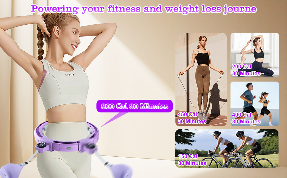 Розумний хулахуп для схуднення з обважнювачем та лічильником, 18 вузлів, розбірний, для жінок та чоловіків