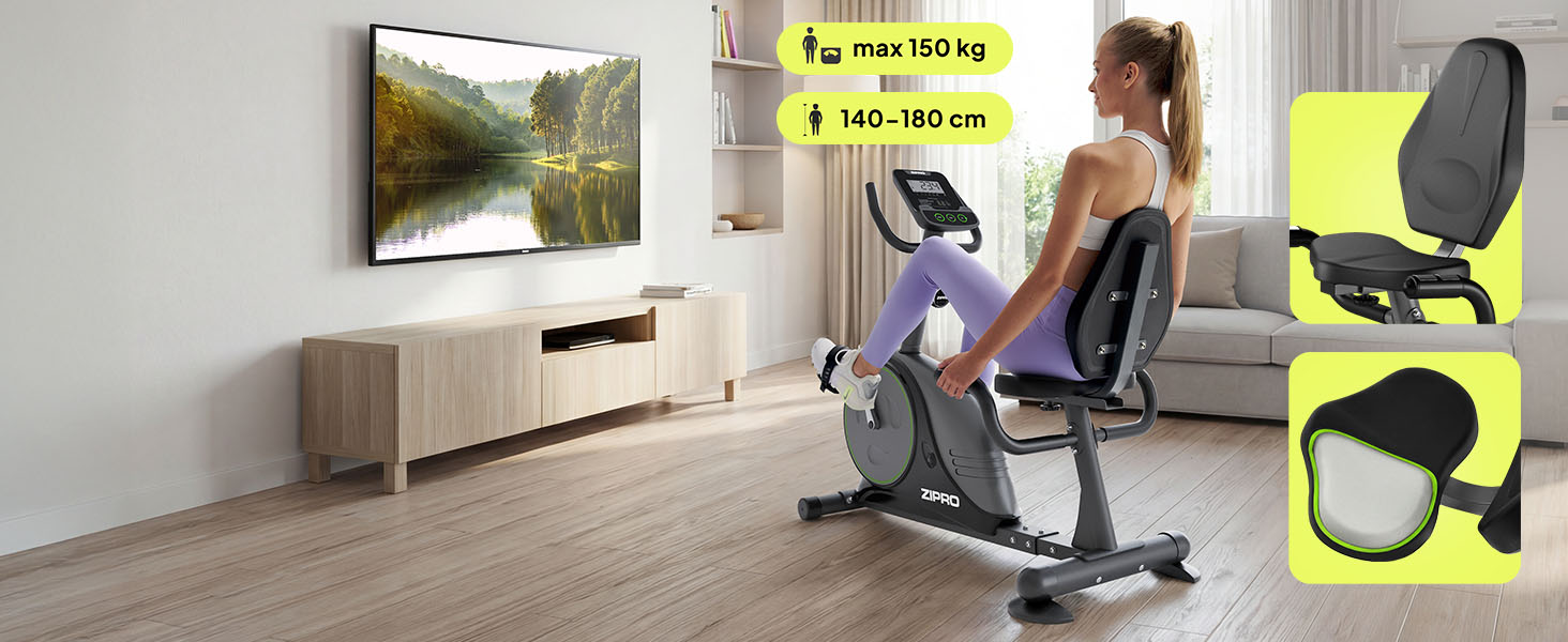 Zipro велотренажер Easy: магнітний ергометр для дому, до 150 кг, без батарейок