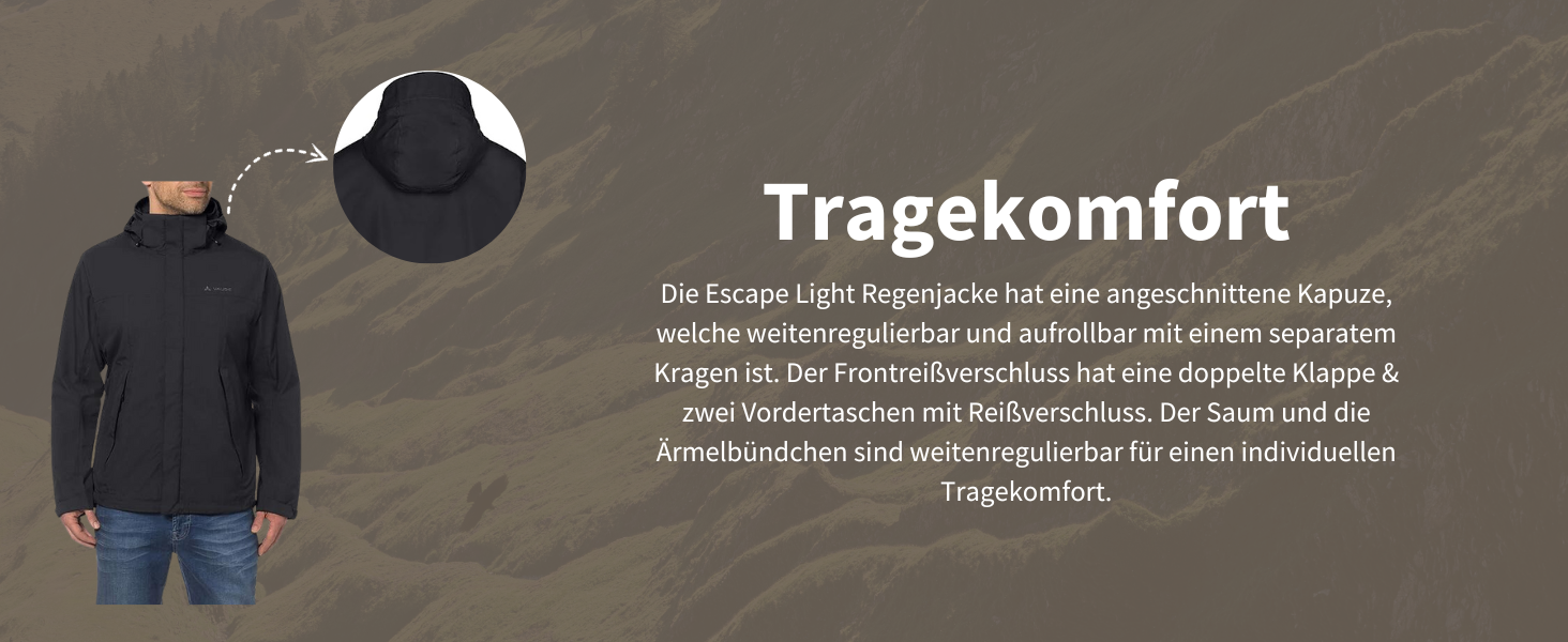 Чоловіча легка вітро- та водонепроникна куртка VAUDE Escape Light Jacket, дихаюча, колір Dark Sea Uni, розмір L