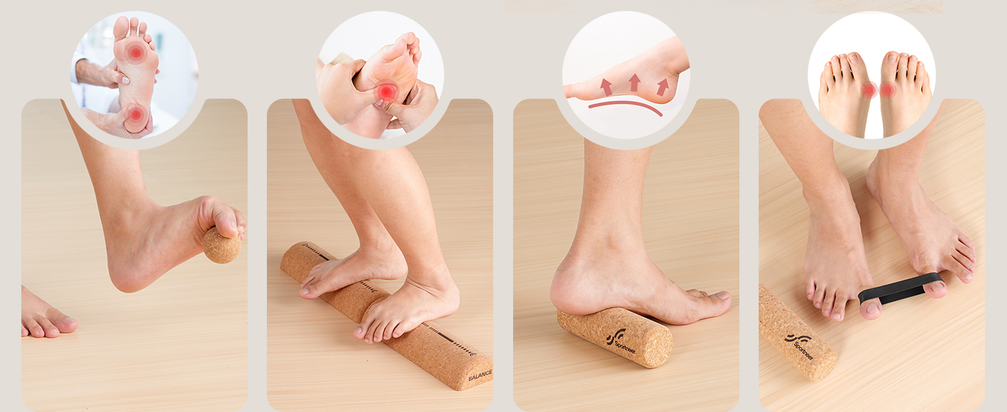 Набір балансувальних дощок Sportneer з натурального корку з сумкою – тренажер для ніг та балансу, для полегшення болю в ногах, тренування склепіння стопи, покращення балансу та стабільності, зміцнення гомілковостопного суглоба