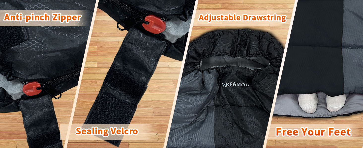 Сплячий мішок Outdoor для дорослих, зимовий, водонепроникний, 3-4 сезони, з компресійним мішком, 0℃, чорний, 220x85 см
