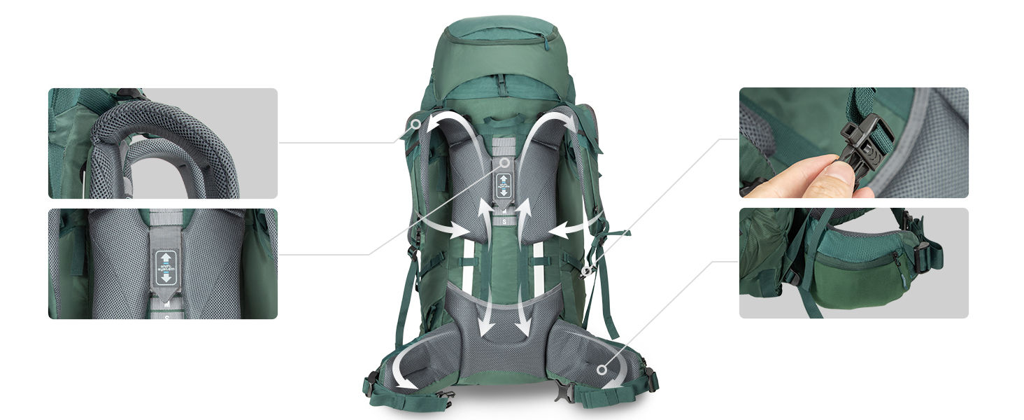 Рюкзак Night Cat 100 л зелений Plus для туризму, трекінгу, альпінізму, кемпінгу, велосипедних подорожей, чоловічий та жіночий, дихаючий, легкий