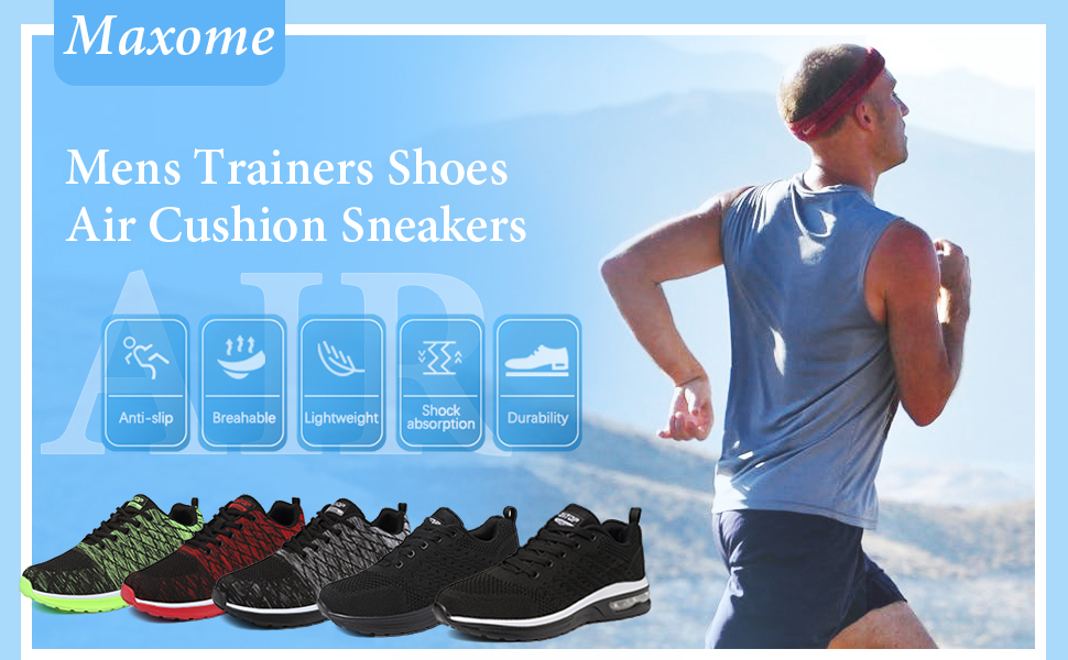 Чоловічі кросівки для бігу та занять спортом: Air Cushion, зручні та дихаючі. Розмір 43.5 EU, чорно-сірий колір