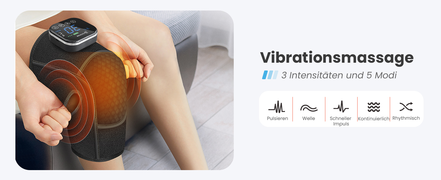 COMFIER Масажер для колін бездротовий, з підігрівом та вібрацією, 4 рівні нагріву з графену, подарунок для мами/тата, 17.5X16X7.5 см