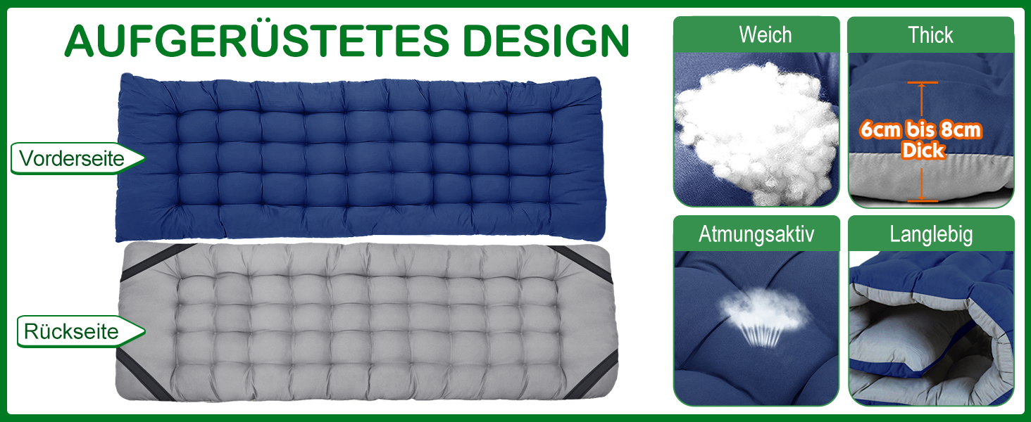 Розкладне ліжко ZIKEBTUY для кемпінгу та відпочинку: міцне, з матрацом, 190x71x36 см (сірий)