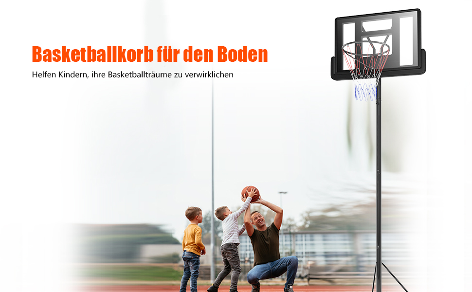 Баскетбольне кільце GOPLUS з підставкою на колесах, регульована висота 180-305 см, для дорослих та підлітків