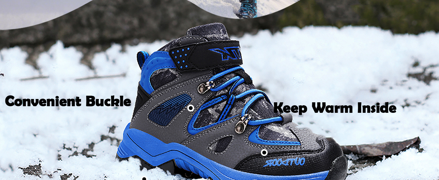 Дитячі зимові черевики ASHION для хлопчиків: середньої висоти, утеплені, для походів та трекінгу, бавовняні, розмір 36 EU, блакитні