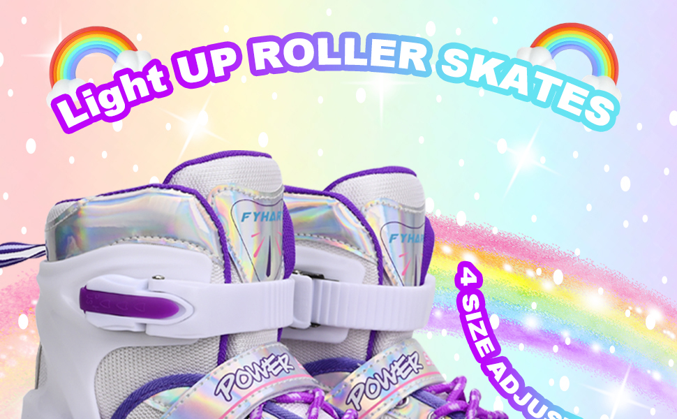 Ролики для дітей LOKJIJI Rainbow, регульовані, фіолетово-рожеві, для початківців