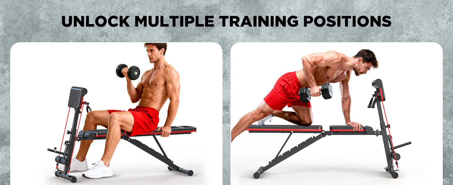 Складана тренажерна лава для дому з жимовою лавою, розгиначем ніг та подушкою Preacher Curl, римський стул, тренажер спини, вантажопідйомність 350 кг, для силових тренувань, домашній спортзал, комплексне тренування