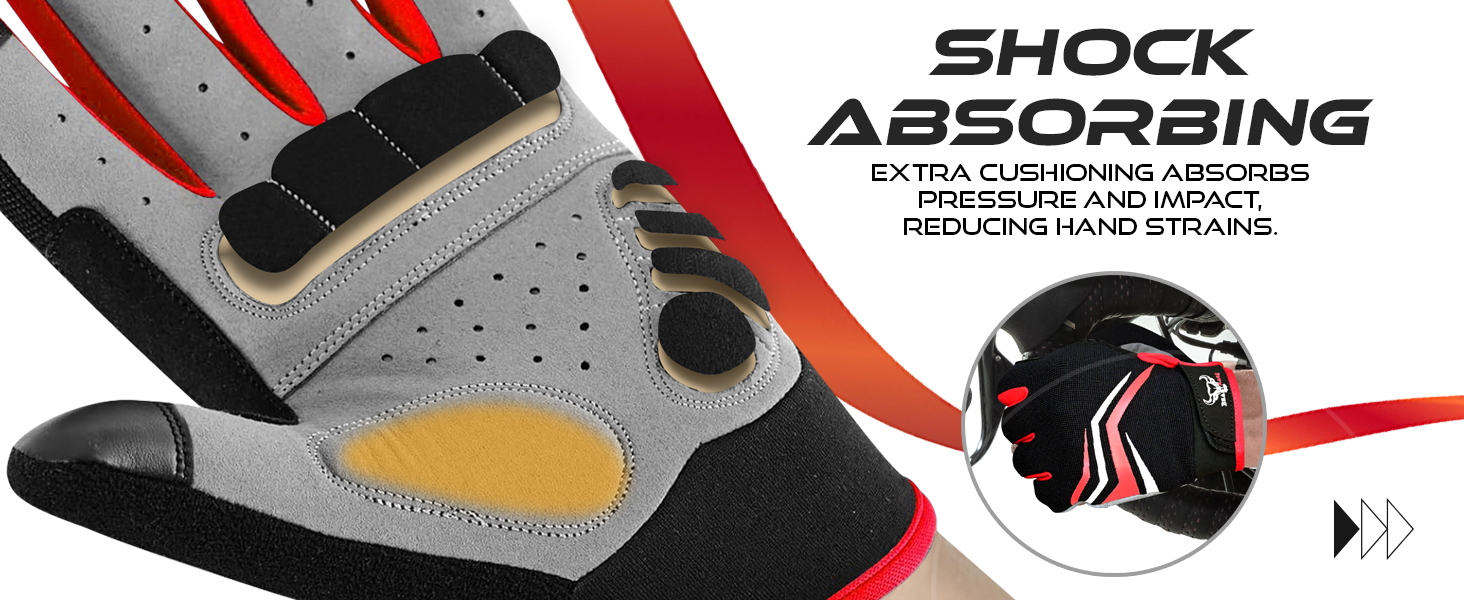 Велосипедні рукавички BEAST RAGE з посиленням, антиковзкі, амортизуючі, дихаючі, для MTB, BMX, шосе, червоні