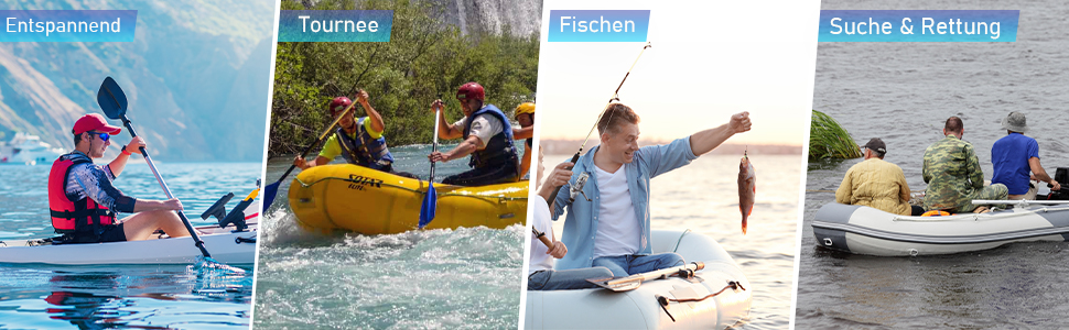 Надувне човен CO-Z для 2-4 осіб (230x130x33 см / 300x150x42 см) з веслами та насосом. Сірий, для риболовлі, з алюмінієвим дном та сидінням.