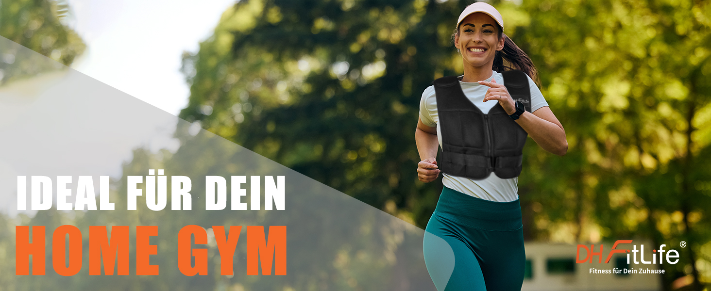 Вага для тренувань DH FitLife, регульована, 10/20/30 кг, для м'язів та сили | Вага для бігу, жіноча/чоловіча | Фітнес-вага (Чорний-10 кг)