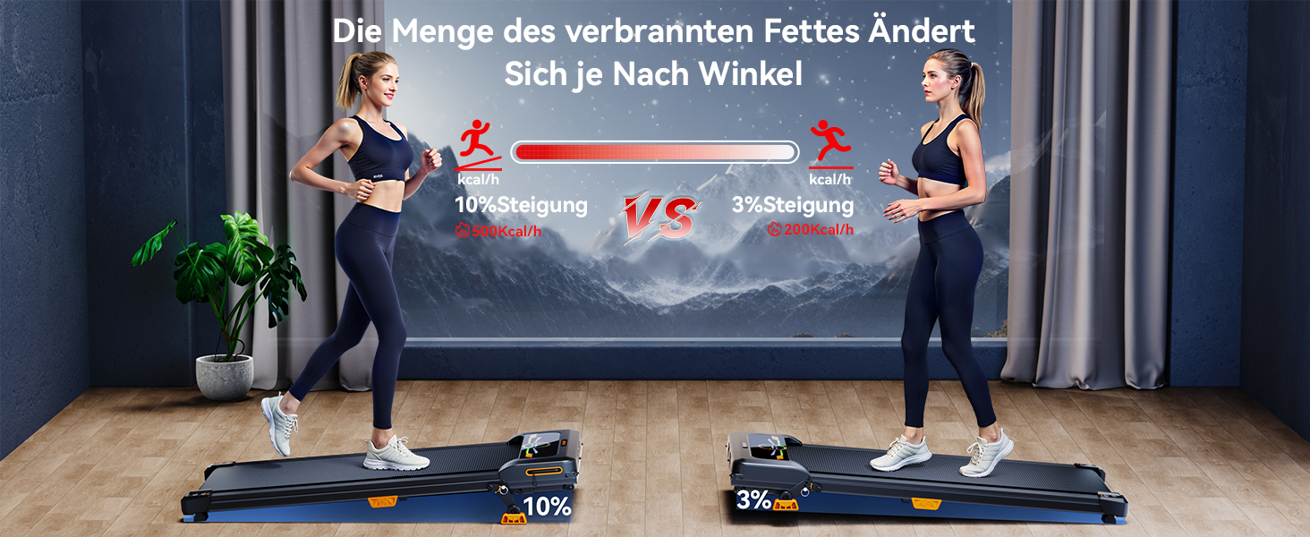 Бігова доріжка AnyLife з регулюванням нахилу, компактний, тихий, LED-дисплей, для дому, чорний, до 150 кг