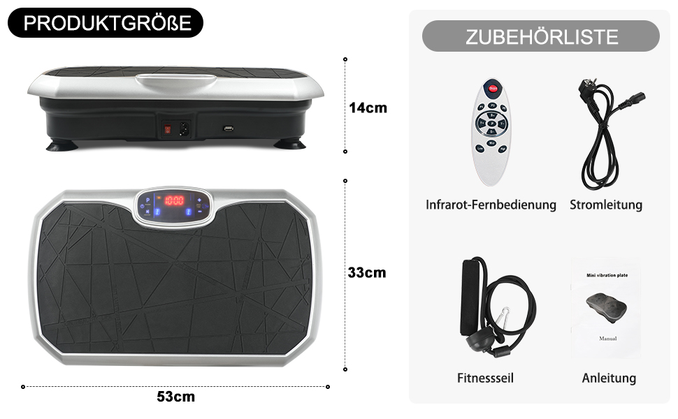 Вібраційна платформа Triclicks для тренувань всього тіла - 5 програм, з пультом дистанційного керування та еластичними стрічками, для схуднення та фітнесу вдома