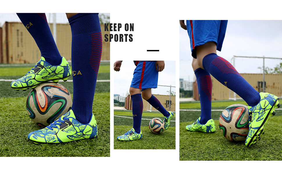 Дитячі футбольні бутси Low Top для хлопчиків. Професійні футбольні бутси, тренувальні бутси з шипами. Дитяче спортивне взуття, розмір 34 EU, блакитні.