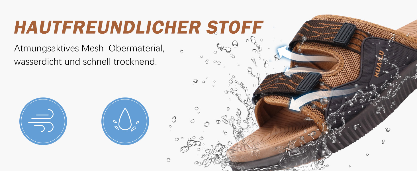 Чоловічі спортивні сандалі KuaiLu з м'якою устілкою, ортопедичні для фасціїту, для активного відпочинку та походів, легкі, відкриті, з регульованою застібкою-липучкою, чорні, 45 EU