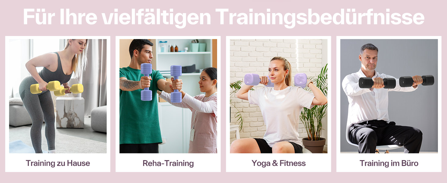 Набір гантелей Sportneer регульовані для жінок – 2 шт. (вага 1–2,5 кг) з неслизьким TPU-покриттям, 4-в-1 для домашніх тренувань, фітнес-обладнання, силові тренування (Wildrose)